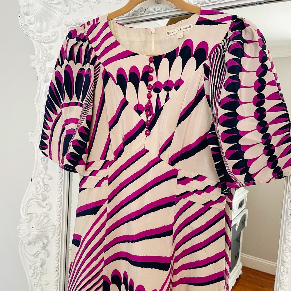 LAST CHANCE Nanette Lepore SILK Printed Mod Dress - Picture 2 of 10